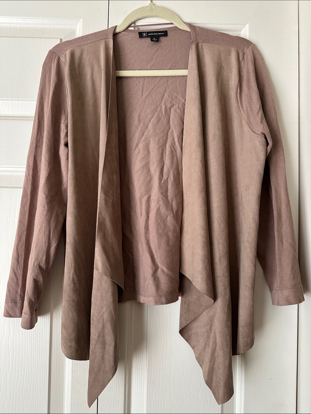 INC International Concepts Mauve Draped Open-Front Cardigan